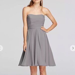 David's Bridal Strapless Pleated Bodice Dress